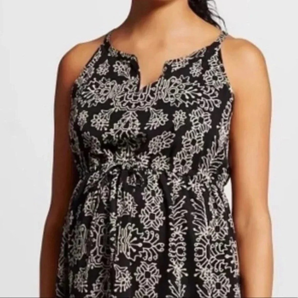 Liz Lange Target Maternity Maxi Dress Black White Floral Size XS - Picture 2 of 12